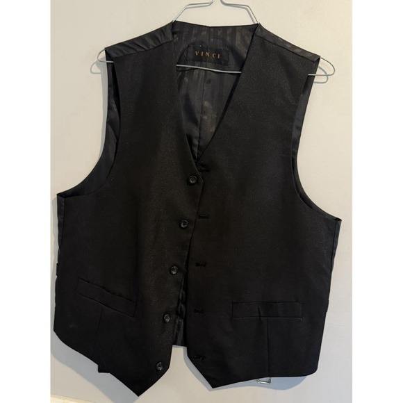 Vinci Vest‎ & Sport Coat Blazer Mens 40L RN 114572 Metallic Black - Picture 4 of 7